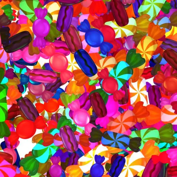Photo of A colorful background with a lot of different colored candies.eid mubarak. design ramadan kareem