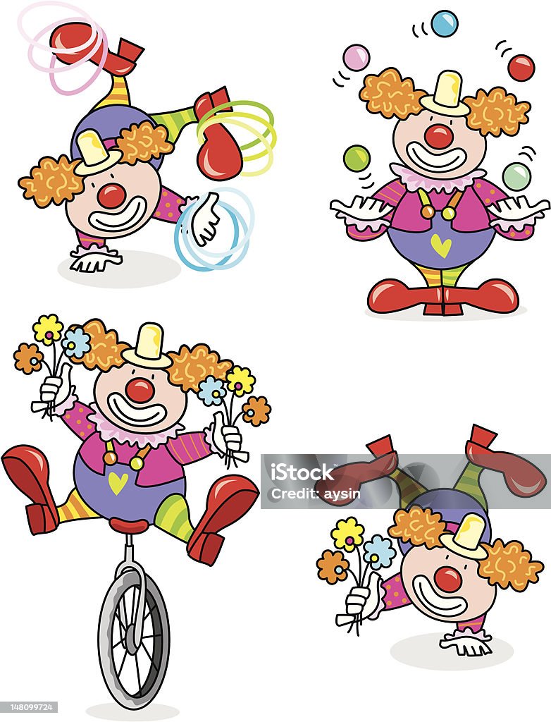 Zabawny clown - Grafika wektorowa royalty-free (Cyrk)