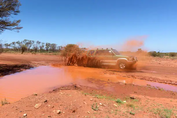 Photo of Floodway crossing on Gravel road. Outback, Western Australia