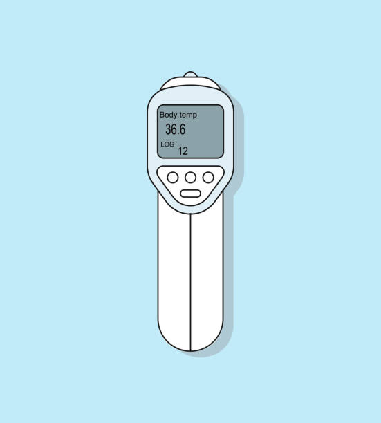 illustrations, cliparts, dessins animés et icônes de icône de thermomètre plat, icône médicale. - infrared thermometer
