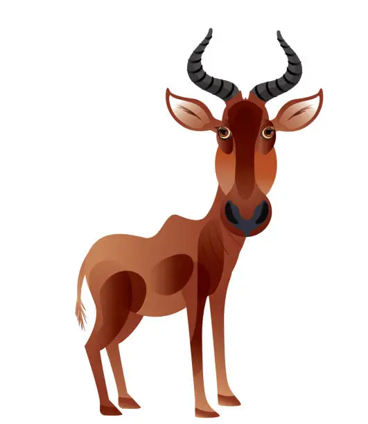 Vector illustration of Topi antelope, (Damaliscus Lunatus)