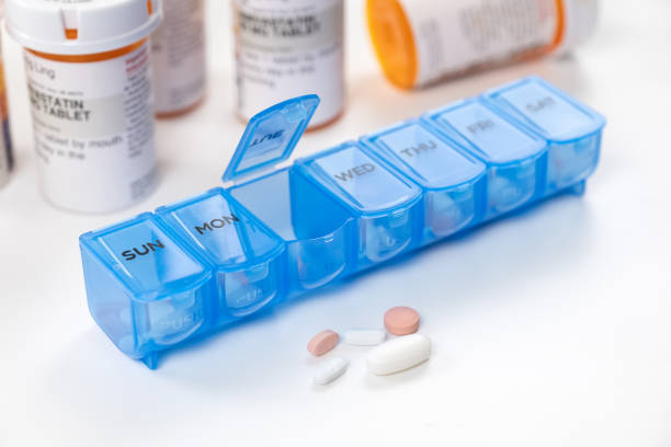 istock Blue color weekly medicine organizer 1480999079