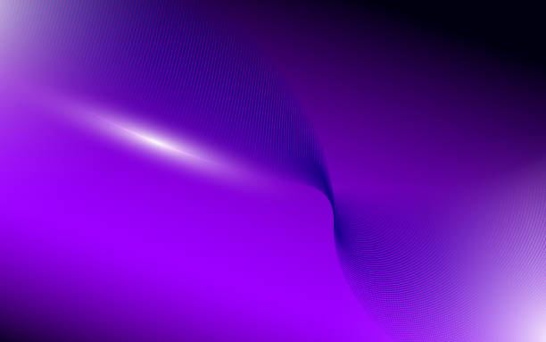 istock Abstract futuristic horizontal illustration of spiral unusual linear shapes with white highlights on a gradient purple background 1481001701