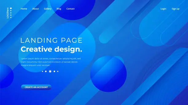 Vector illustration of Landing page template creative design. Modern futuristic geometric abstract background.