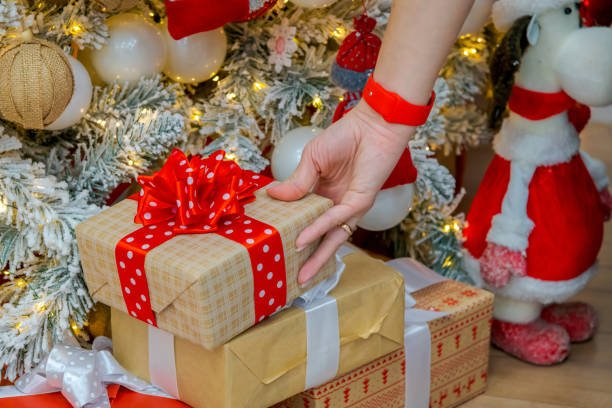 istock Woman with Christmas gifts 1481004377