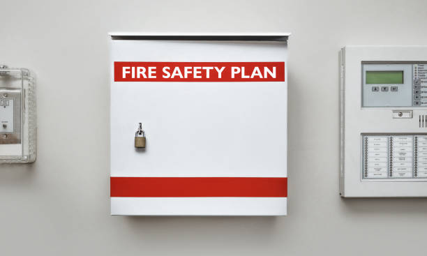 Fire Engine with Keep Back 343 feet warning on side.