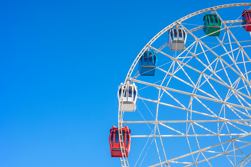 Ferris wheel against the clear blue sky