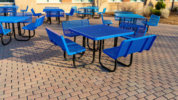 Business park lunch area with tables