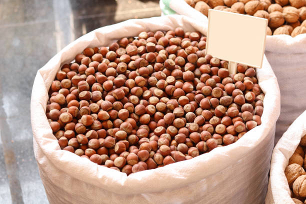 Hazelnut in a bag. Healthy food