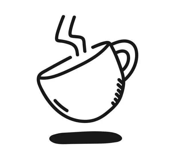 Vector illustration of Coffee or tea mug hot drink mug. hand drawn custom design. editable stroke