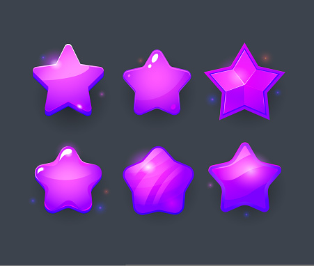 Vector star icons set. Collection icon design for game, ui, banner, design for app, interface, game development. Cartoon isolated vector star.