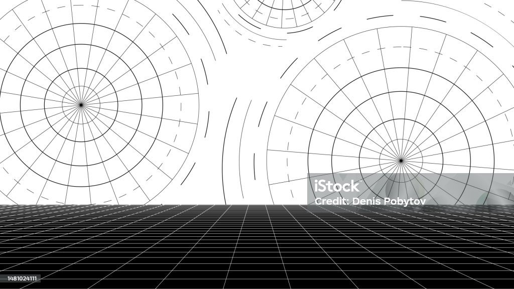Abstract Futuristic Tech Landscape Of Virtual Space Stock Illustration ...