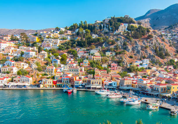 Symi town cityscape, Dodecanese islands, Greece