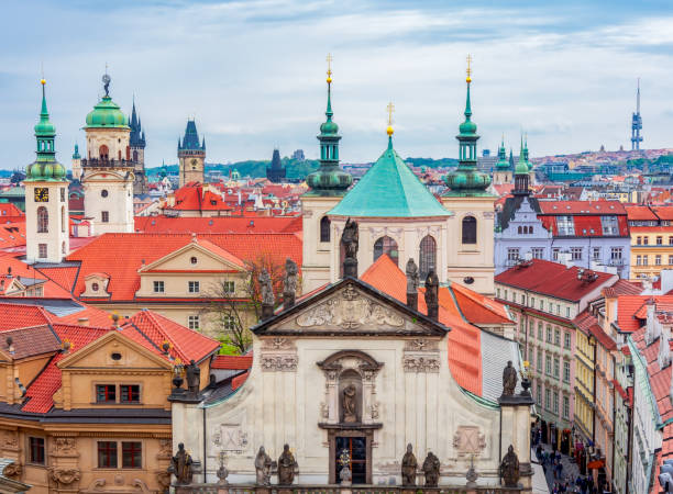 istock Prague cityscape with old town architecture, Czech Republic 1481028194