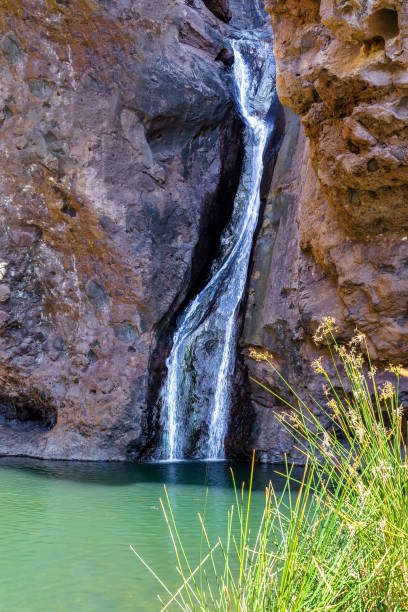 Landscape with El Charco Azul waterfall, Gran Canary, Spain