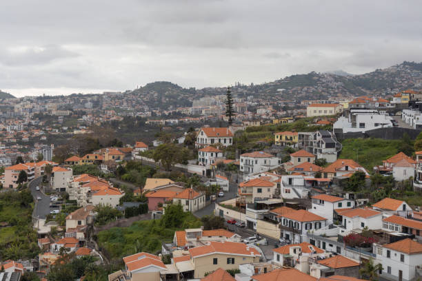 explorer le paysage de la ville de madère. funchal, madère. portugal - madeira funchal house cottage photos et images de collection