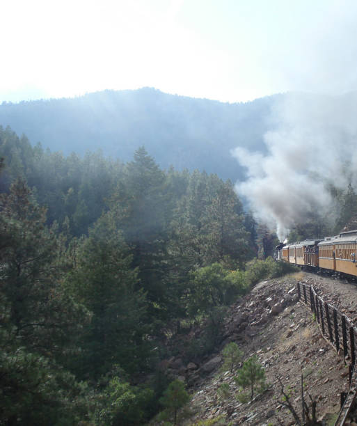istock Steam Engine Train Traveling in Rocky Mountains 1481030566