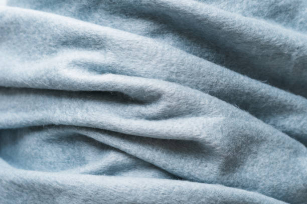 closeup of soft felt material in blue color stock photo