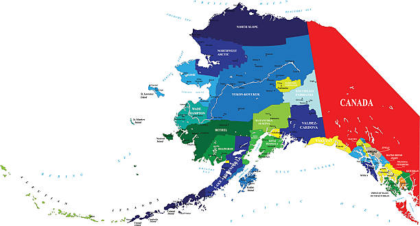 State of Alaska map Highly detailed map of Alaska. chukchi stock illustrations