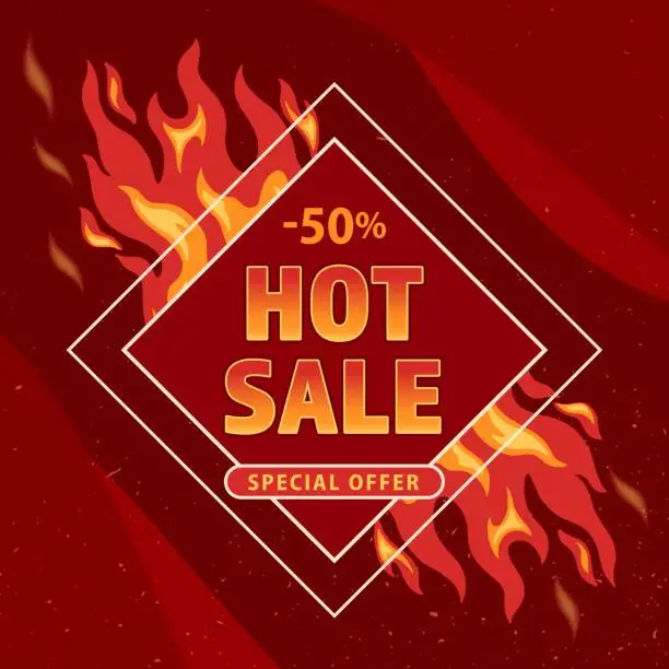 Vector illustration of Hot sale shopping colorful flyer