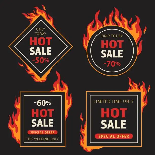 Vector illustration of Hot shopping offer colorful flyers