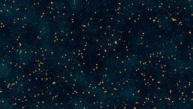 Shimmering Stars And Blue and Yelow Particles