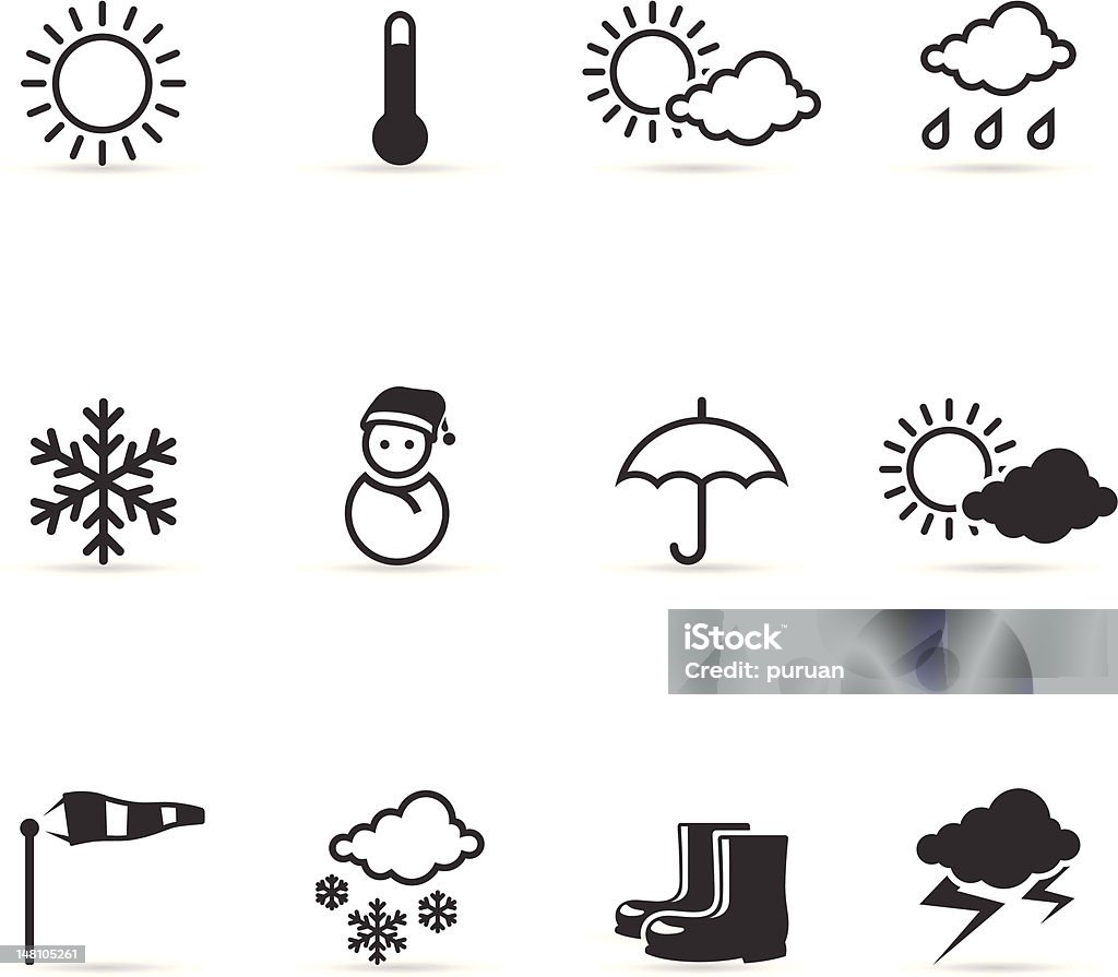 Une seule couleur icônes-météo - clipart vectoriel de Bonhomme de neige libre de droits