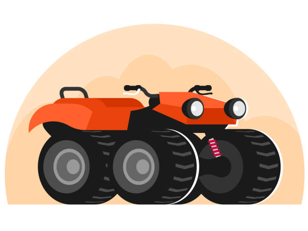 ilustrações, clipart, desenhos animados e ícones de vetor quadriciclo - off road vehicle quadbike motocross desert