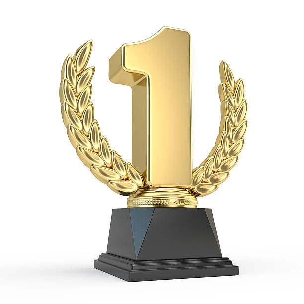 First place award cup First place award cup isolated on white gold number 1 stock pictures, royalty-free photos & images