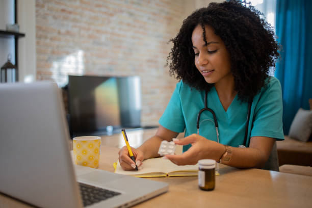 istock Young doctor on a video call with a patient 1481070700