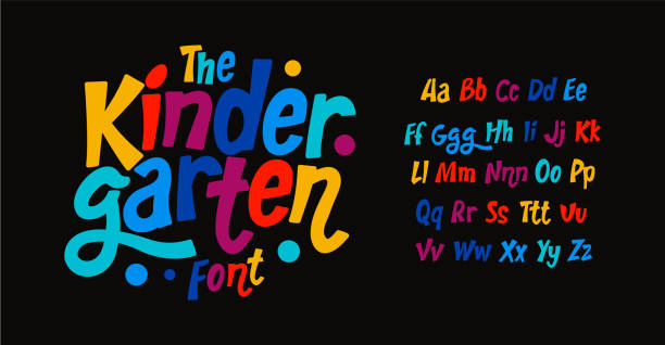 Kindergarten colorful alphabet, kid colored sans serif letters, joyful festival font for bright fiesta logo, mexican headline, birthday and greeting card childhood lettering.Vector typographic design. Kindergarten colorful alphabet, kid colored sans serif letters, joyful festival font for bright fiesta logo, mexican headline, birthday and greeting card childhood lettering. Vector typographic design non western script stock illustrations