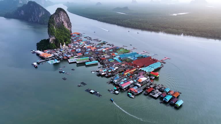 Aerial view of Panyee island in Phang Nga, Thailand.