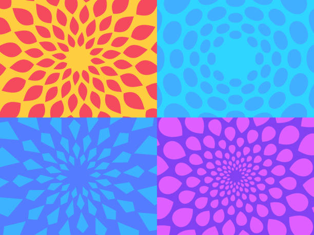 ilustraciones, imágenes clip art, dibujos animados e iconos de stock de patrones concéntricos de forma de fondo - cabeza de flor