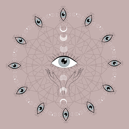 Mystical Pattern Eye In The Centre Geometric Pattern Eyes In A Circle ...