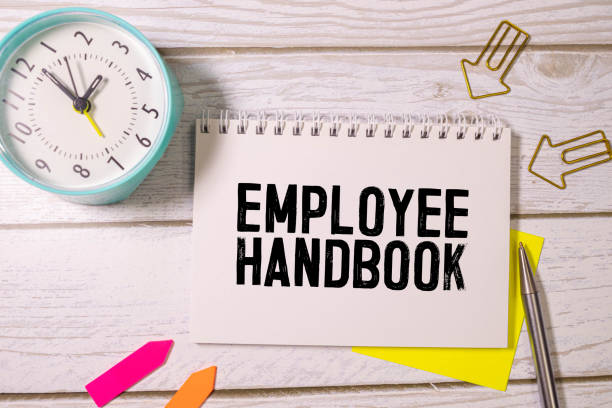 istock Text Employee handbook on white paper business concept 1481080823