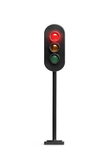 istock Studio shot of a traffic light with red light flashing 1481081828