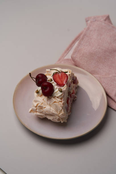 istock Meringue Pavlova cake with fresh strawberry 1481082876
