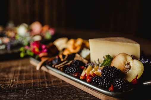 Cheese and fruit tray at a party