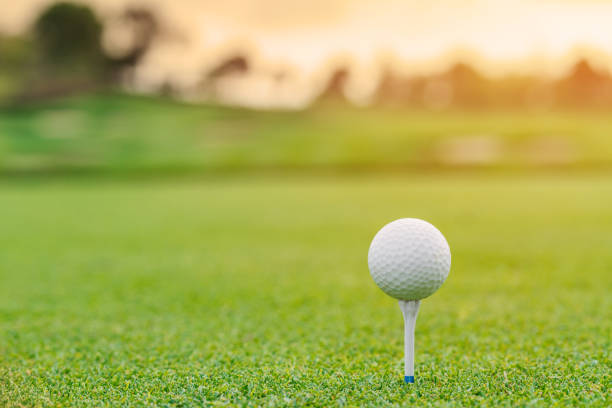 istock Golf ball on tee ready to be shot at golfcourt 1481094264