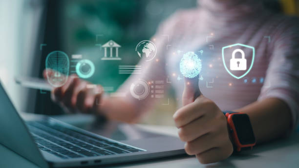 istock Women use fingerprint identification to access personal financial data. for E-KYC electronic know your customer, biometrics security, innovation technology against digital cybercrime 1481095166