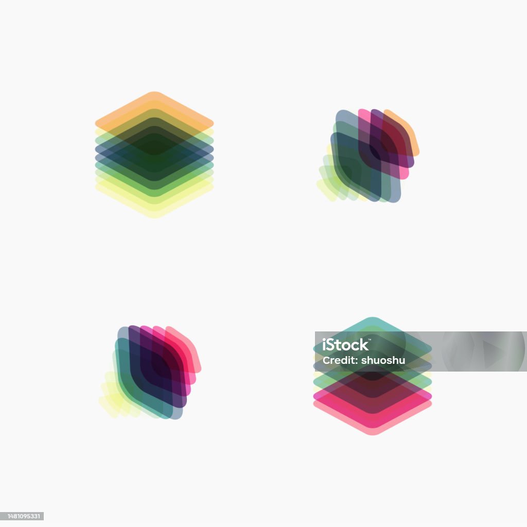 Geometric Overlap Designs Set Of Various Overlapping Elements Abstract Geometric Transparent ...