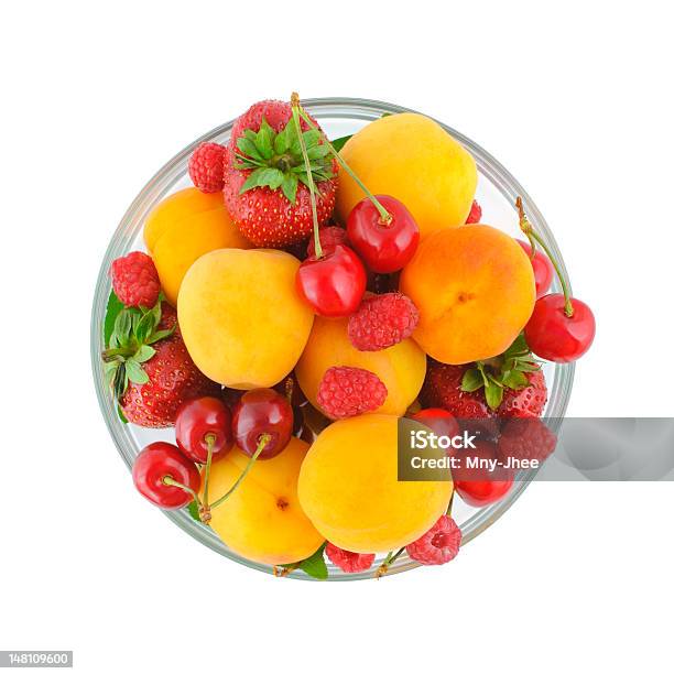 Top View On A Bowl With Berries Stock Photo - Download Image Now - Apricot, Berry, Bowl