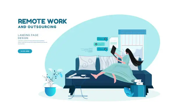 Vector illustration of Unique modern flat design concept of Work From Home for website and mobile apps.