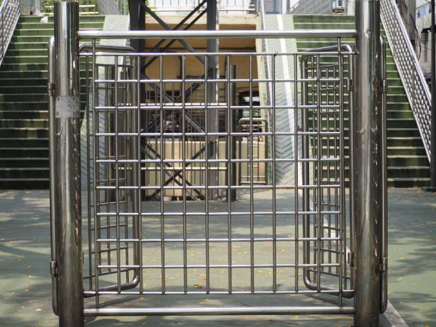 istock The cage is silver gray black and white green light 1481096996