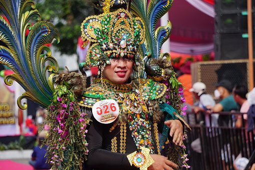 Kediri, East Java, Indonesia - 2nd October, 2022 : Various costumes at Biro Fashion Carnival