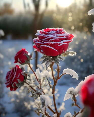 Red flowers in winter