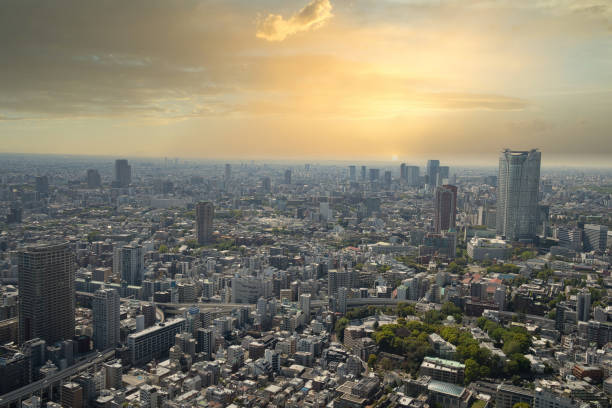 istock Buildings in the setting sun in Tokyo 1481101772