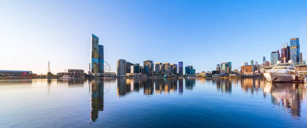 istock Panorama of Melbourne CBD Docklands buildings and Yarra river 1481101839