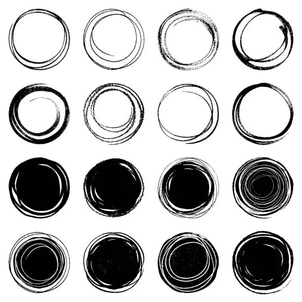 Vector illustration of Set of hand drawn circles