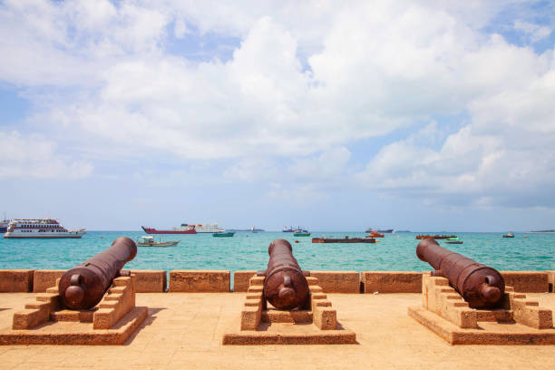 Cannons in Stone Town, Zanzibar. Tanzania. Africa.
